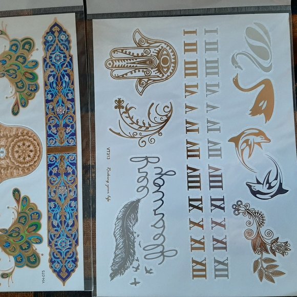 3 sheets Golden Silver Temporary Tattoo - Picture 4 of 15